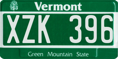 VT license plate XZK396