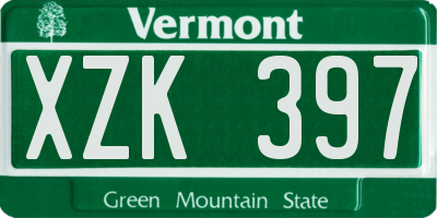 VT license plate XZK397