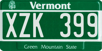 VT license plate XZK399
