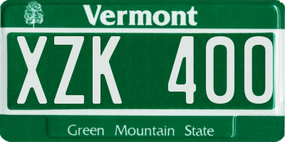 VT license plate XZK400