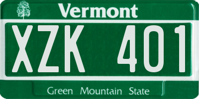 VT license plate XZK401