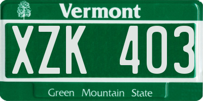VT license plate XZK403