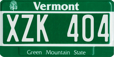 VT license plate XZK404