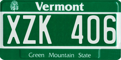 VT license plate XZK406