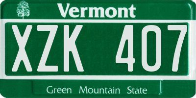 VT license plate XZK407