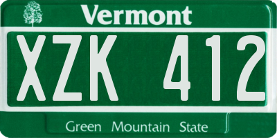 VT license plate XZK412