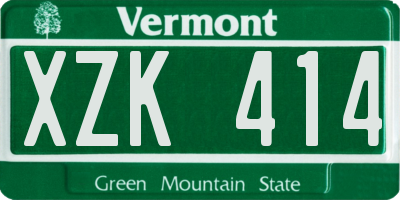 VT license plate XZK414