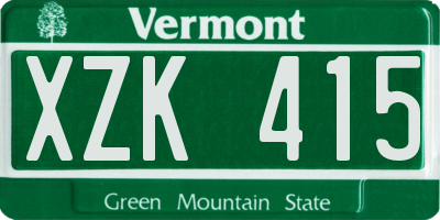 VT license plate XZK415