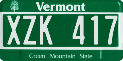 VT license plate XZK417