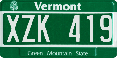 VT license plate XZK419
