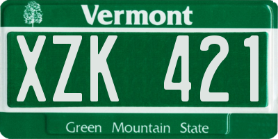 VT license plate XZK421
