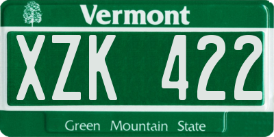 VT license plate XZK422
