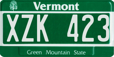 VT license plate XZK423
