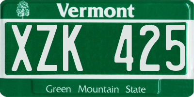 VT license plate XZK425