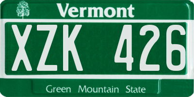 VT license plate XZK426