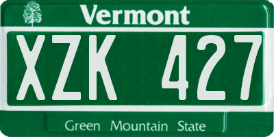 VT license plate XZK427