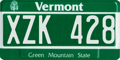 VT license plate XZK428