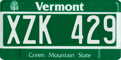 VT license plate XZK429