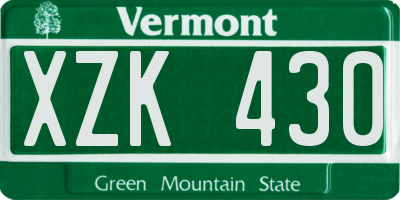 VT license plate XZK430
