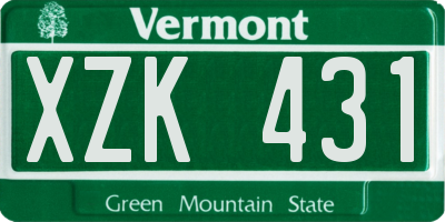 VT license plate XZK431