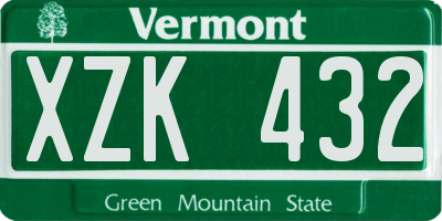 VT license plate XZK432