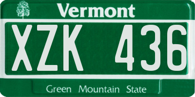 VT license plate XZK436