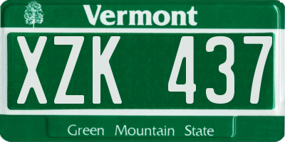 VT license plate XZK437