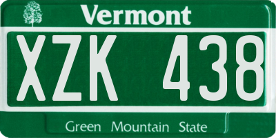 VT license plate XZK438