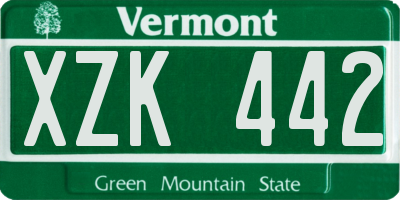VT license plate XZK442