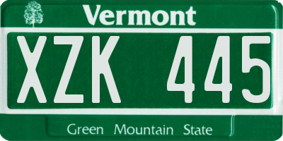 VT license plate XZK445