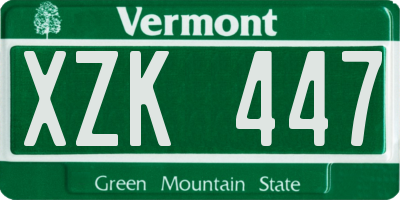 VT license plate XZK447