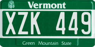 VT license plate XZK449