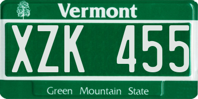 VT license plate XZK455
