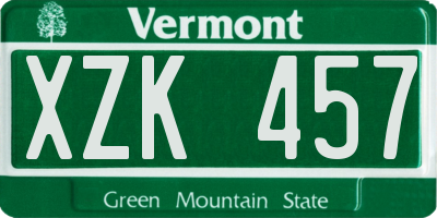 VT license plate XZK457