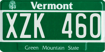 VT license plate XZK460
