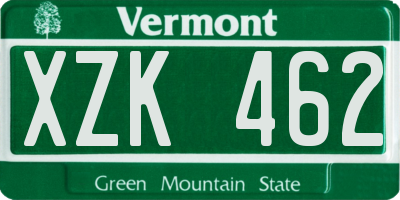 VT license plate XZK462