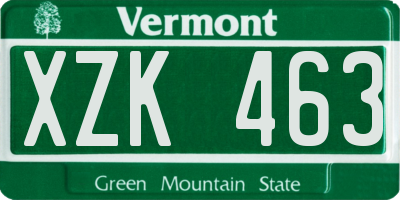 VT license plate XZK463
