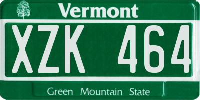VT license plate XZK464