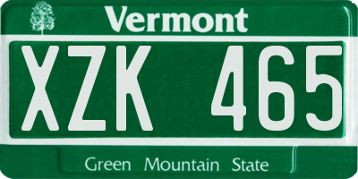 VT license plate XZK465