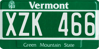 VT license plate XZK466