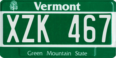 VT license plate XZK467