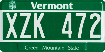 VT license plate XZK472