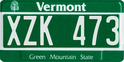 VT license plate XZK473