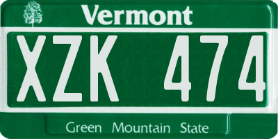 VT license plate XZK474