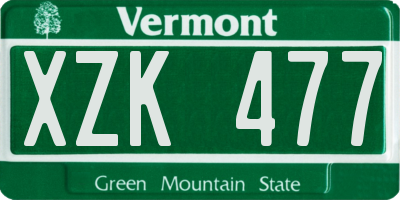 VT license plate XZK477