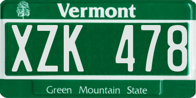 VT license plate XZK478