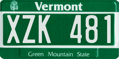 VT license plate XZK481