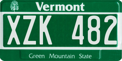 VT license plate XZK482