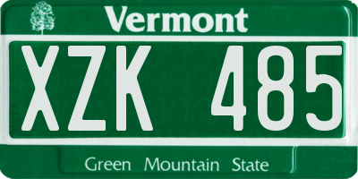 VT license plate XZK485