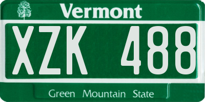 VT license plate XZK488